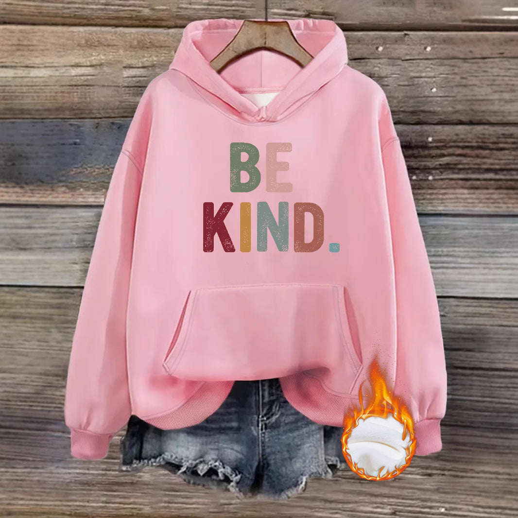 Hooded Long Sleeve Fleece Hoodie with Kangaroo Pocket