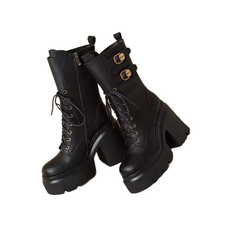Women's Boots with Thick Sole and Height-Increasing Midsole