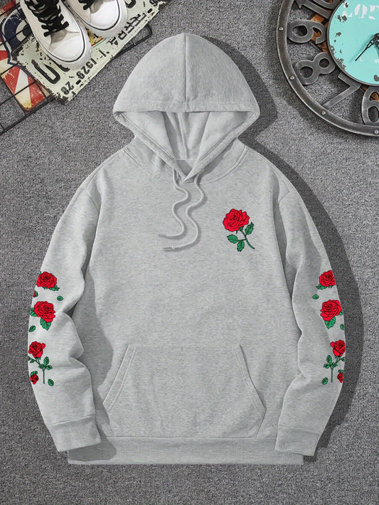 Harajuku Style Red Rose Off Shoulder Sweatshirt