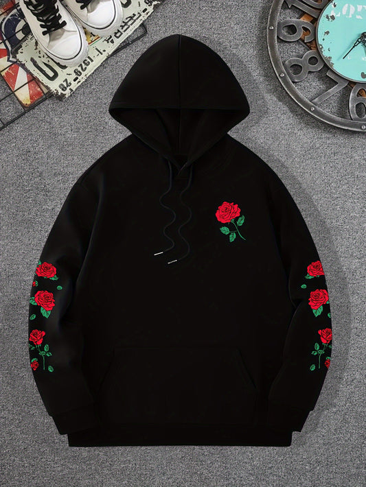 Harajuku Style Red Rose Off Shoulder Sweatshirt