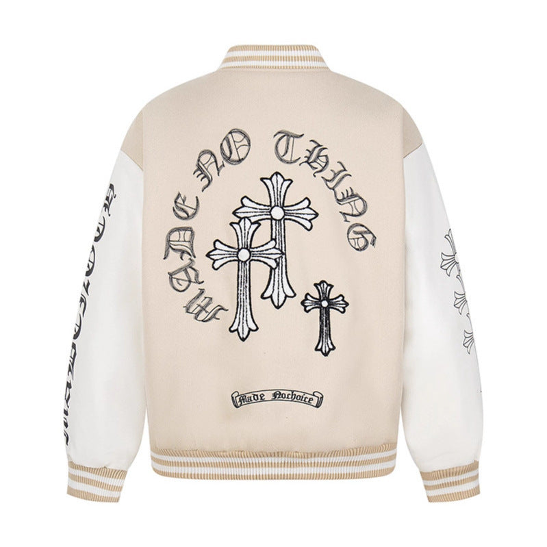 Stitch Design Baseball Jacket, Unisex High Street Loose Fit Coat