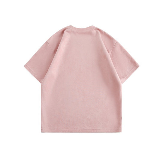 Butterfly Letter Printed Suede Short Sleeved T-Shirt for Men