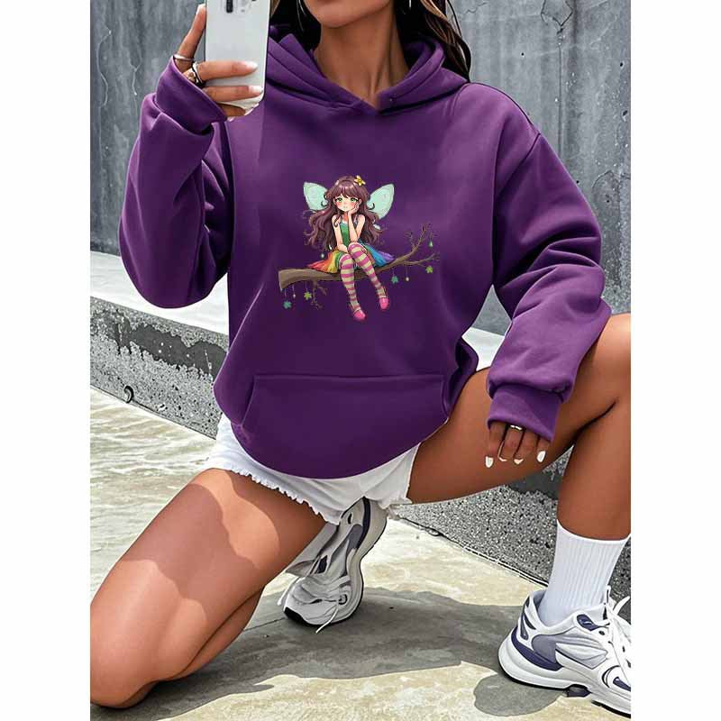 Cartoon Fairy Hooded Sweatshirt - Playful Harajuku Style