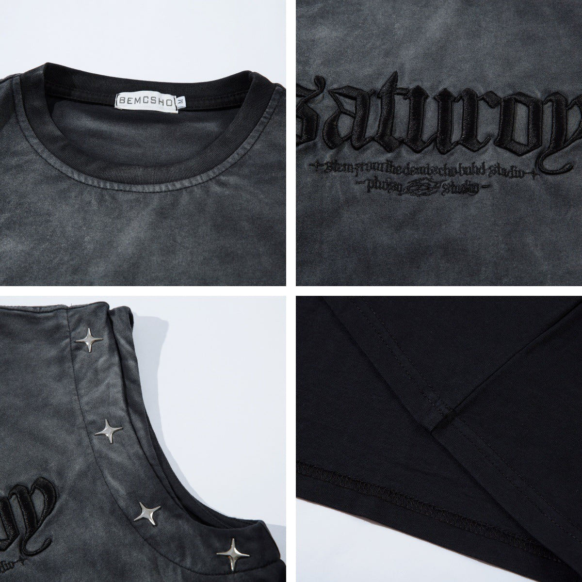 Streetwear Washed Heavywork Embroidered Vest
