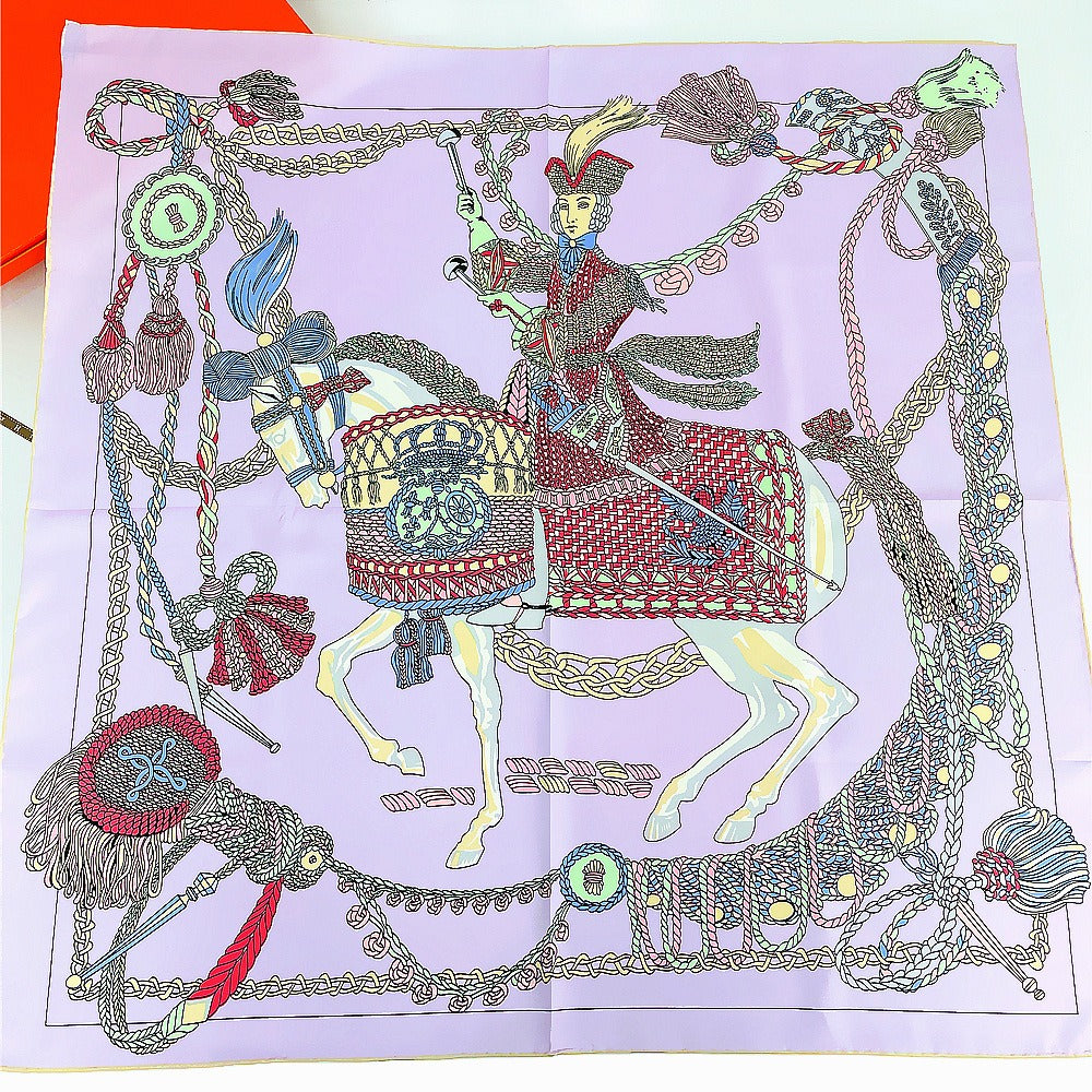Handmade Curled Women's Knight Decorative Shawl - Large Square Scarf