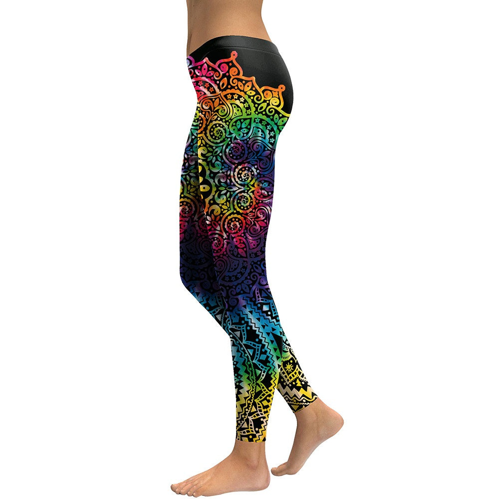 Mandala Flower Leggings - High Waist