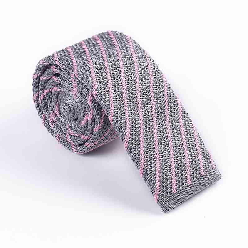 Twill Knitted Tie - Men's Stripe Contrast Tie
