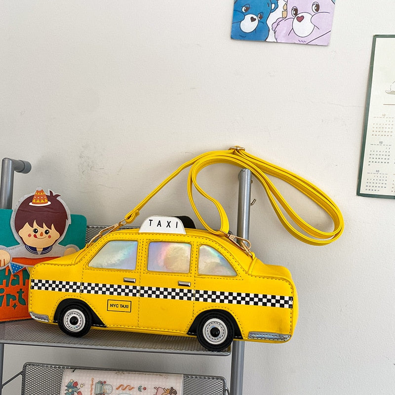 3D Taxi Car Shape Handbag - Yellow Harajuku Style