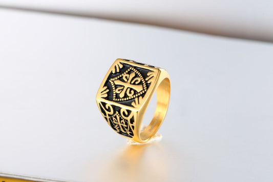 Vintage Gold Geometric Open Ring - Unisex Handmade Jewelry