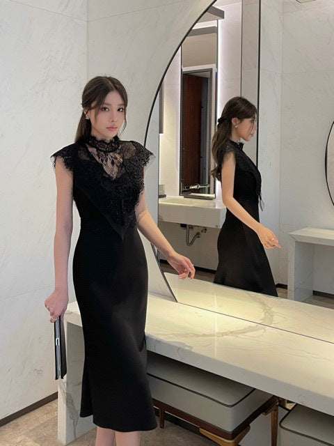 Lace Patchwork Slim Feminine Dress