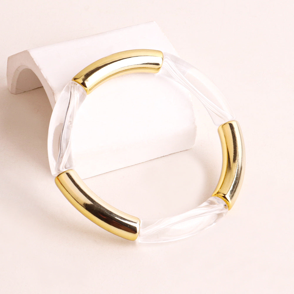 Harajuku Style Double Color Tube Bead Elastic Bracelet