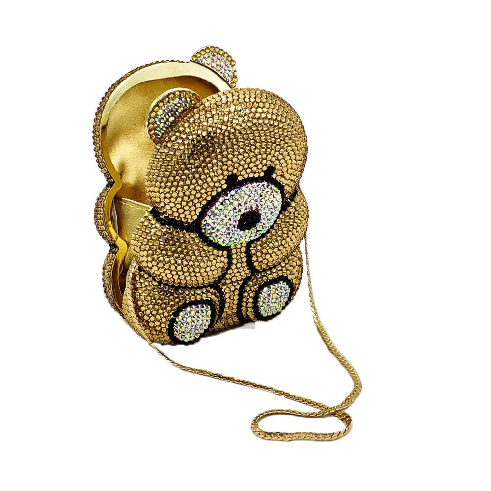 3D Bear Teddy Evening Clutch - Rhinestone Handbag
