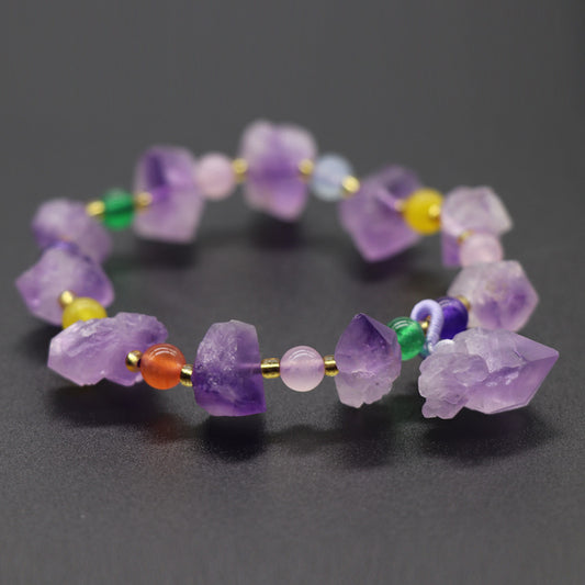 Lavender Amethyst Raw Stone Bracelet - Harajuku Style