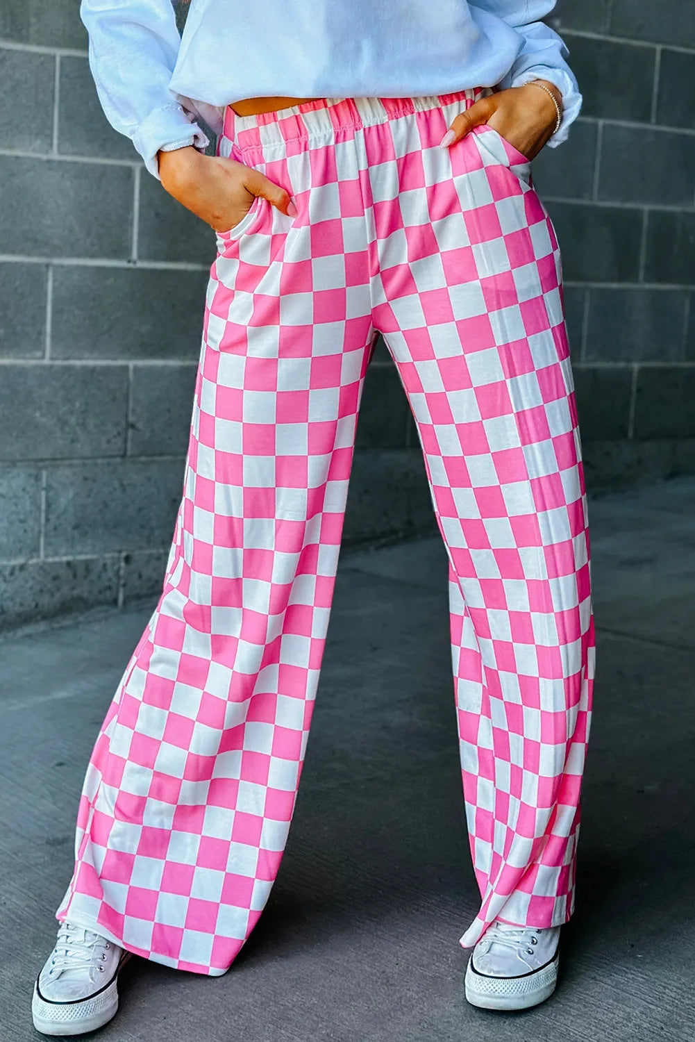 Playful Checkered Wide Leg Pants