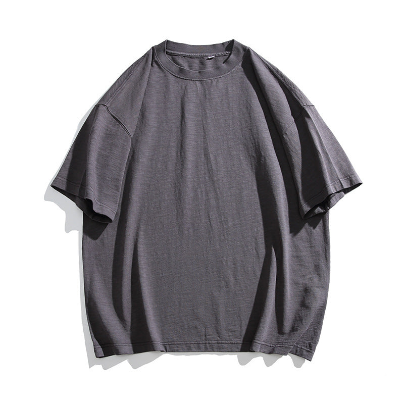 Harajuku Style Wash Bamboo Cotton Round Neck T-Shirt