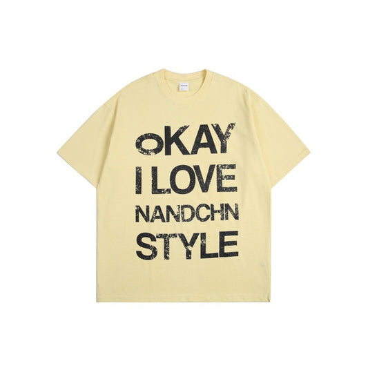 Harajuku Style Loose Fit Letter Printed Short Sleeve Tee