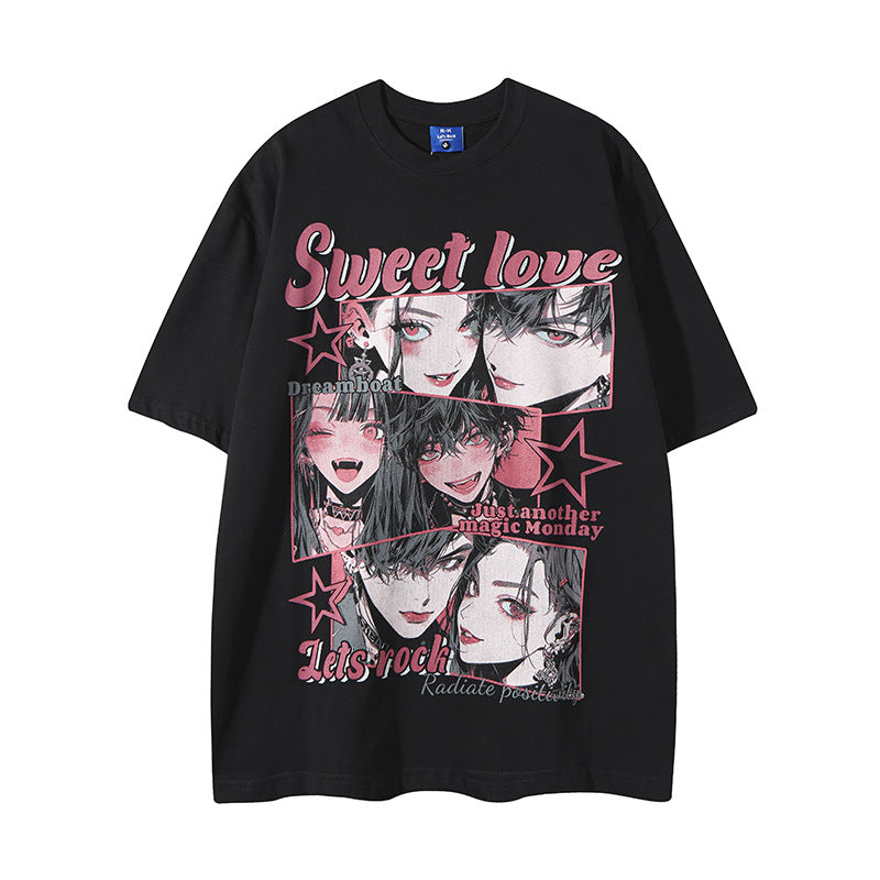 Retro Comic Print T-Shirt for Men - Harajuku Style