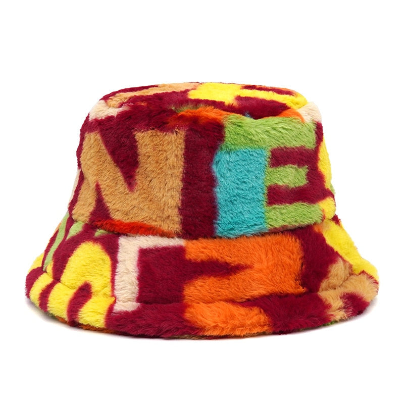 Camouflage Faux Fur Bucket Hat - Warm & Stylish Fisherman Hat