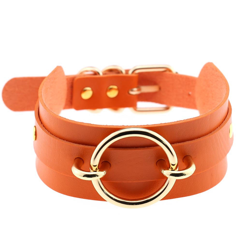 Harajuku Exaggerated PU Leather O-Ring Collar Necklace
