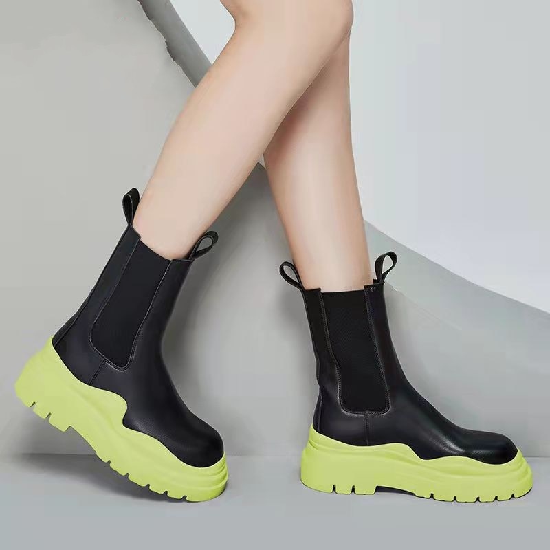 Women’s Chunky Heel Mid Calf Chelsea Boots