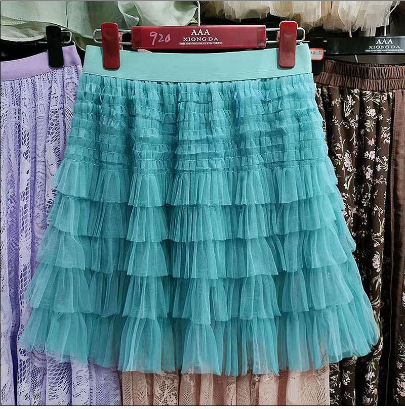 Layered Mesh Skirt for Women - A-Line Fluffy Mini Skirt