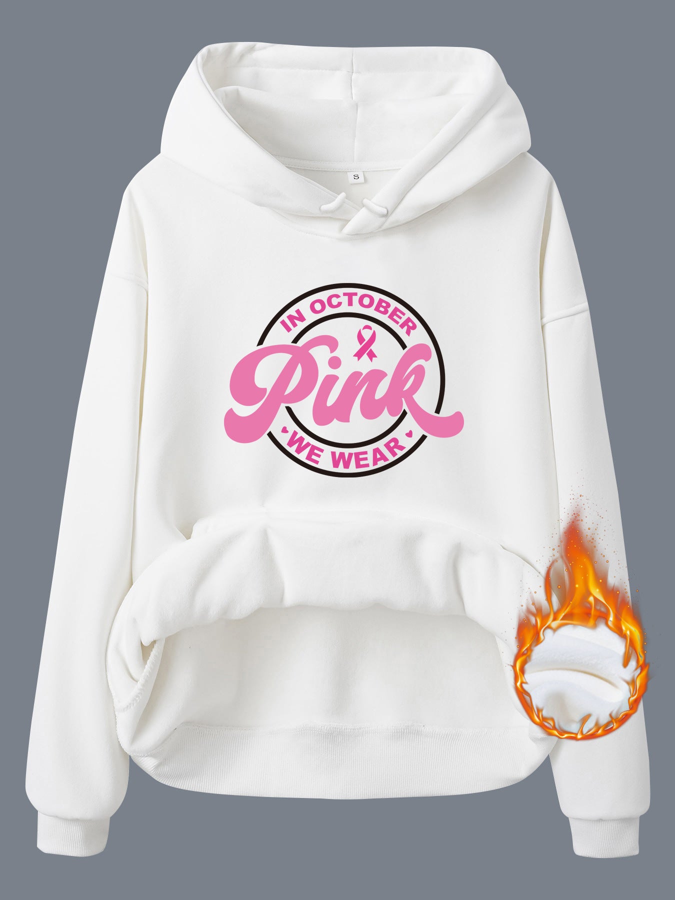 Breast Cancer Awareness Velvet Hooded Sweatshirt