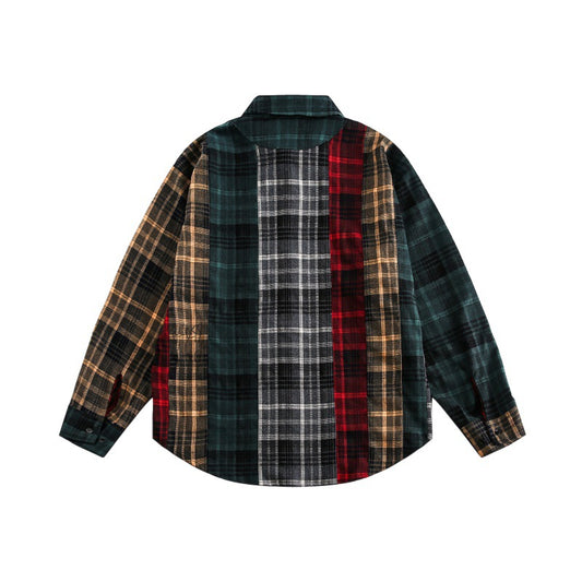 Colorful Patchwork Plaid Shirt - Harajuku Style