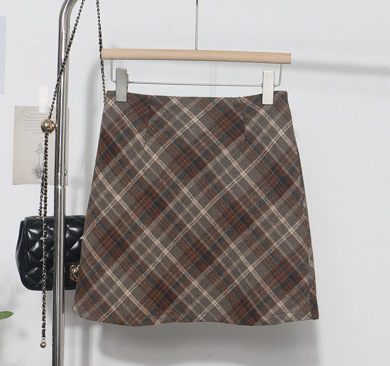 High Waisted Checkered Skirt for Women