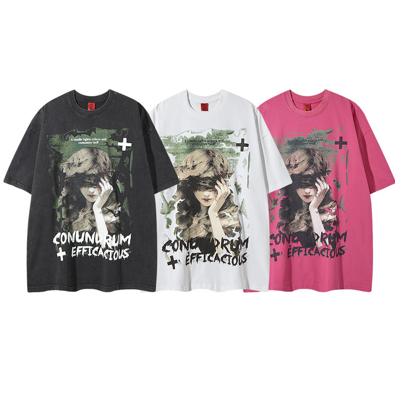 Harajuku Style Vintage Graphic Print T-Shirt for All