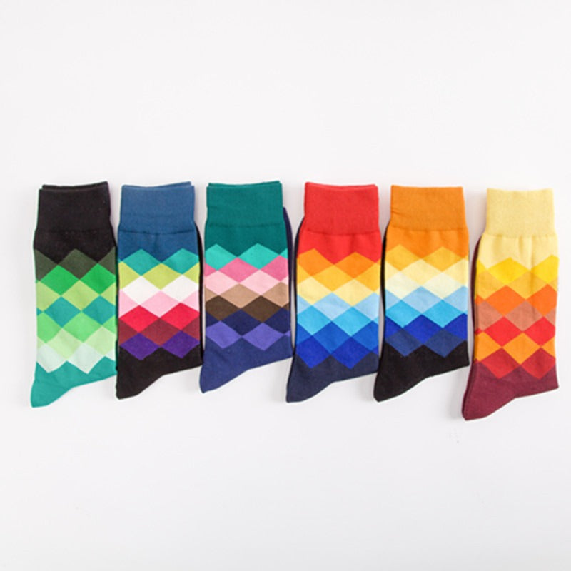 Colorful Diamond Harajuku Style Men's Tube Socks