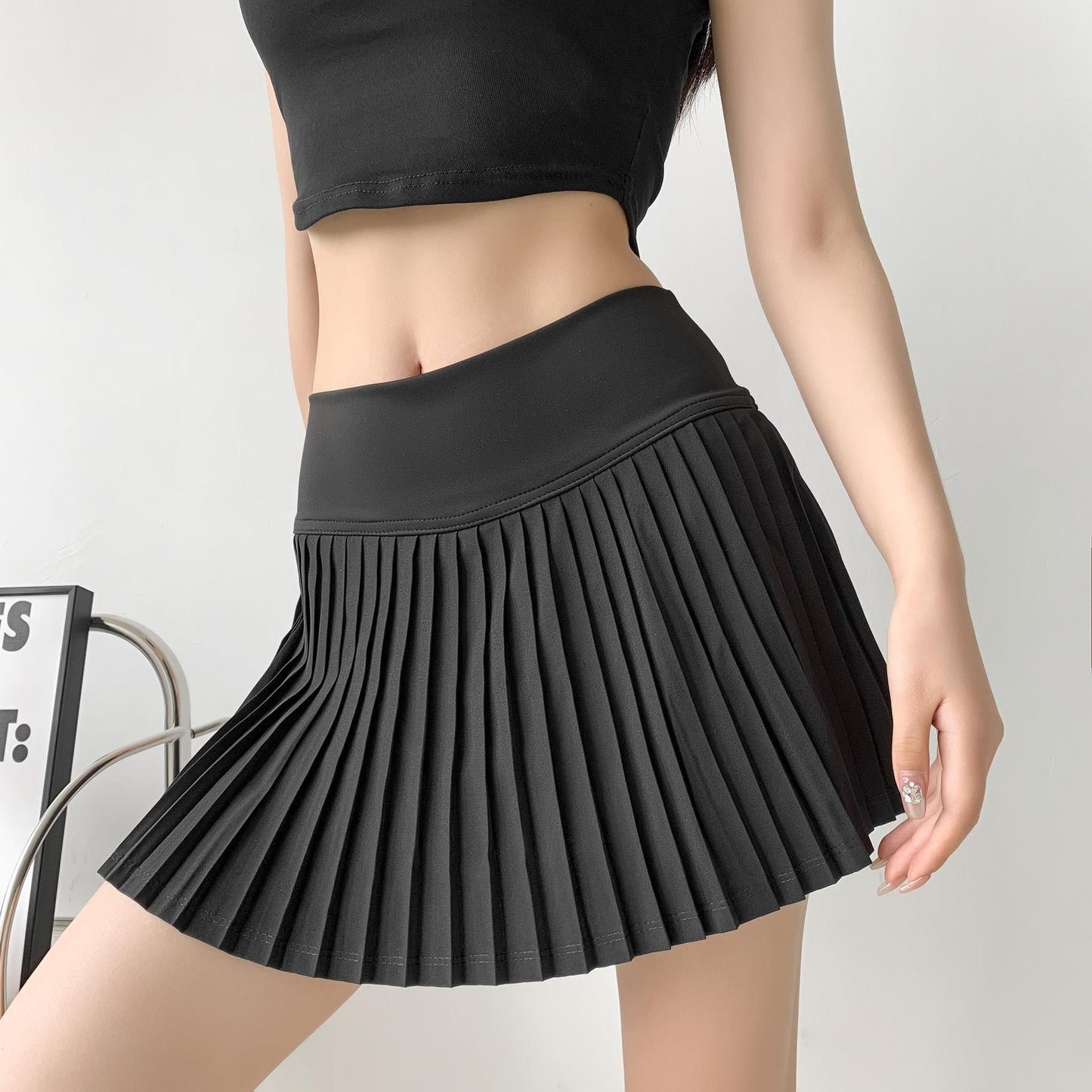 Pleated A-Line Skirt in Solid Colors - Harajuku Fashion