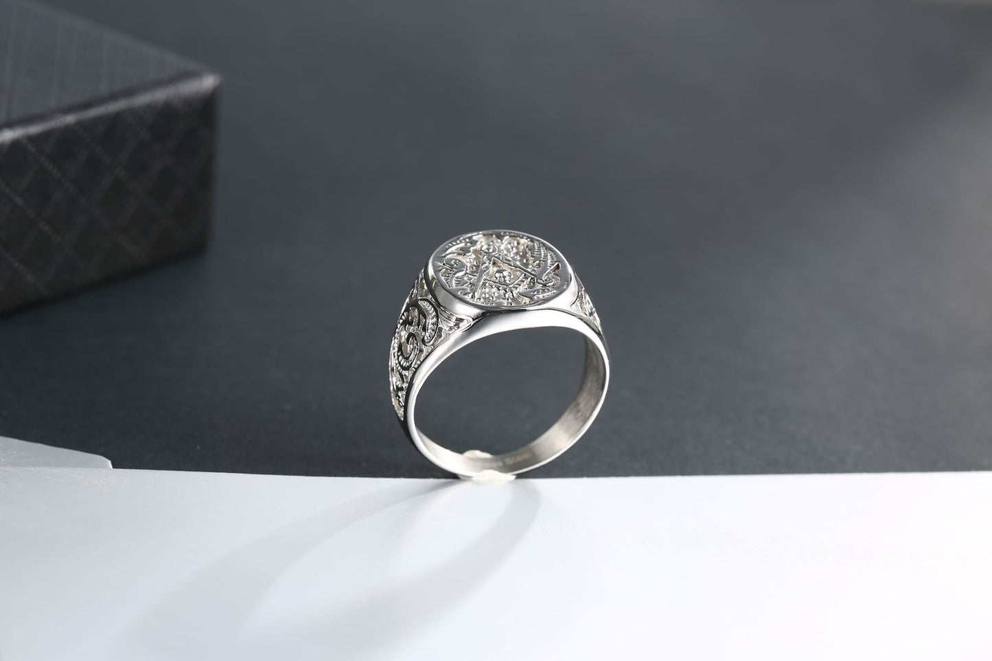 Punk Geometric Round Head Stainless Steel Ring