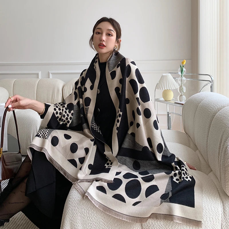 Harajuku Style Luxury Winter Scarf - Soft Cashmere Dot Print