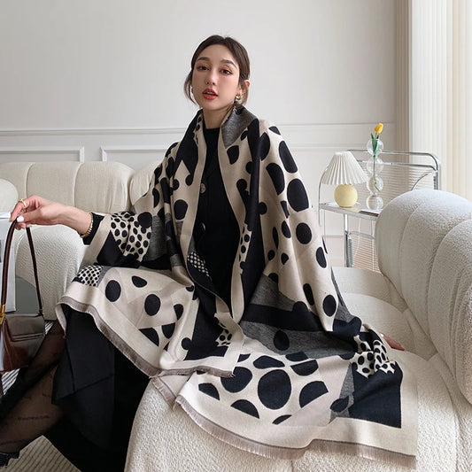 Harajuku Style Luxury Winter Scarf - Soft Cashmere Dot Print