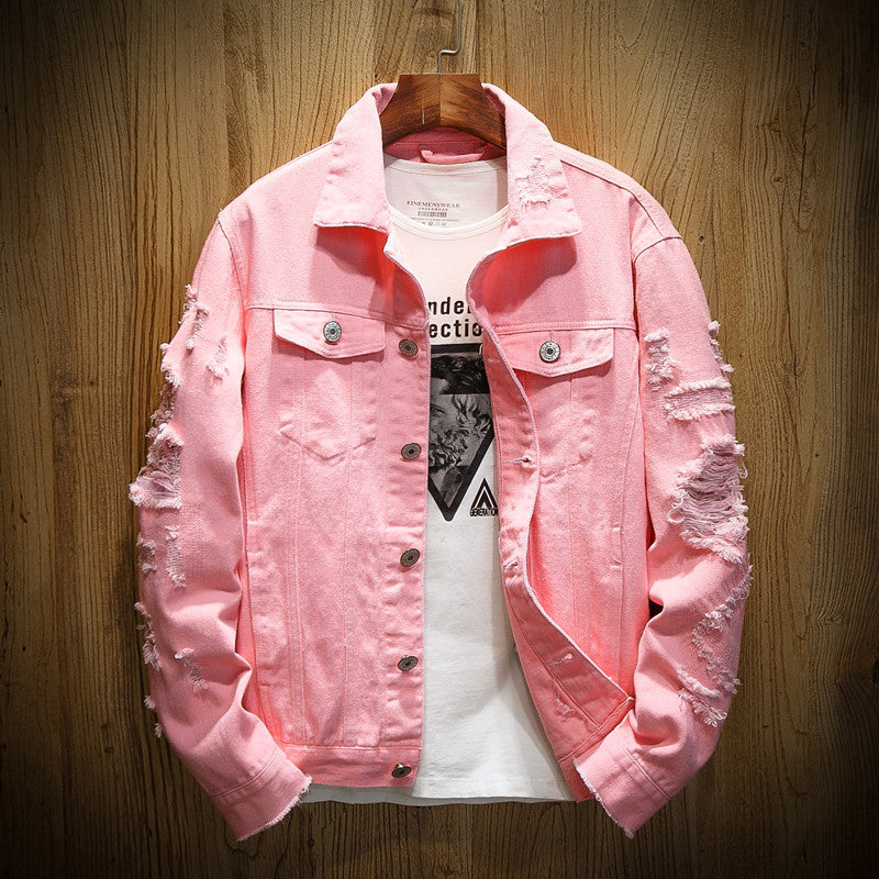 Harajuku Style Men's Denim Jacket - Casual Single Breasted Cardigan