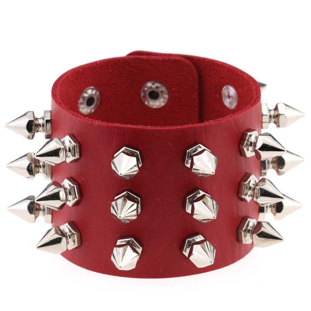 Punk Gothic Spiked Leather Cuff Bracelet