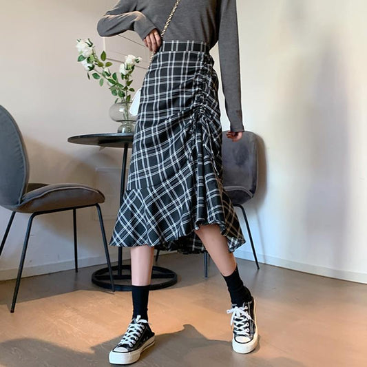 Chic Ruffles Long Skirt - Harajuku Style Asymmetric Design