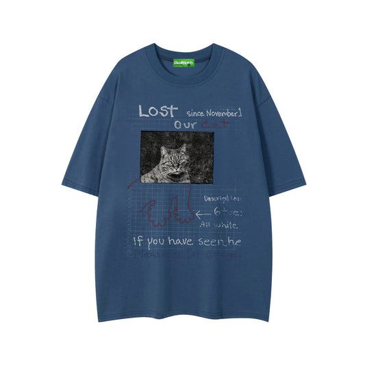 Cool Cat Letter Print Short Sleeve T-Shirt