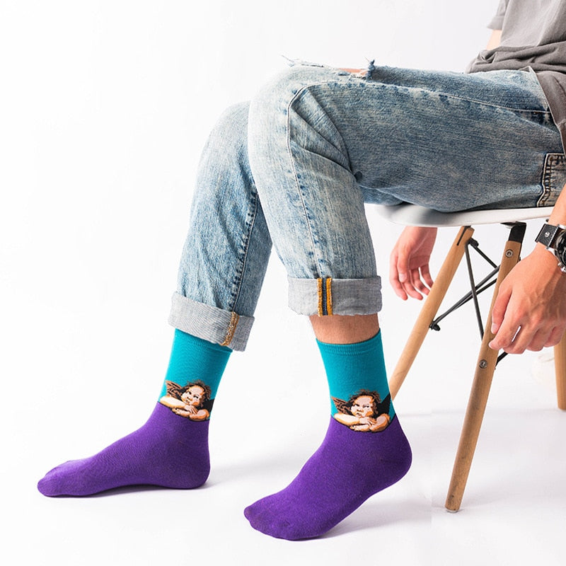 3D Retro Starry Night Art Socks – Unisex Funny Vintage Design