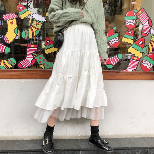 Boho Chic High Waist Ruffled White Beach Skirt