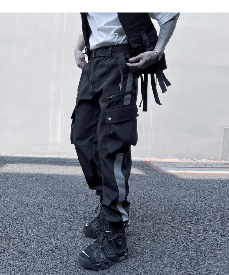 Harajuku Style Reflective Strip Overalls for Men