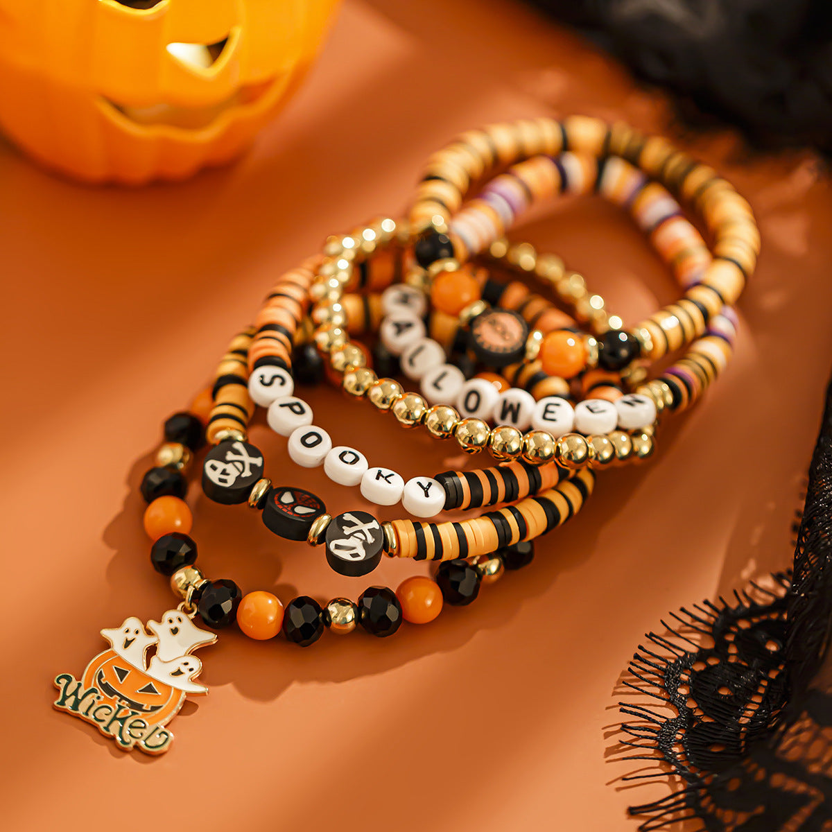 Gothic Pumpkin Charm Bracelet - Harajuku Style