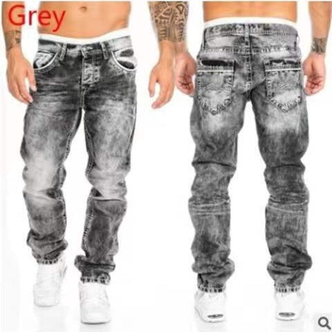 Harajuku Style Casual Straight Leg Men's Jeans