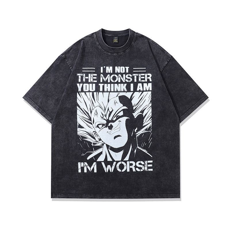 Harajuku Style Printed Heavyweight Cotton Short Sleeve T-Shirt