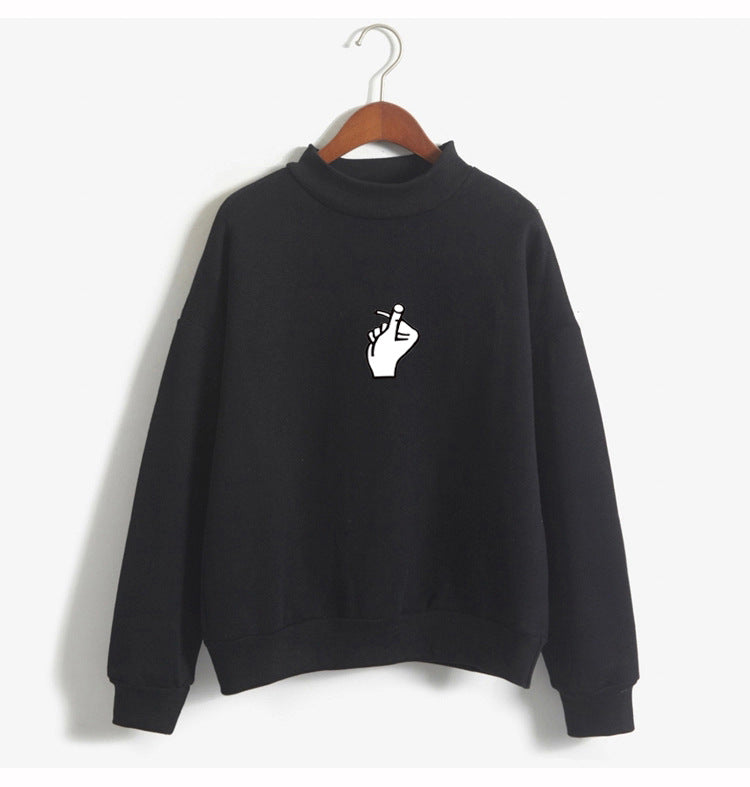 Playful Love Gesture Crewneck Sweatshirt for Women