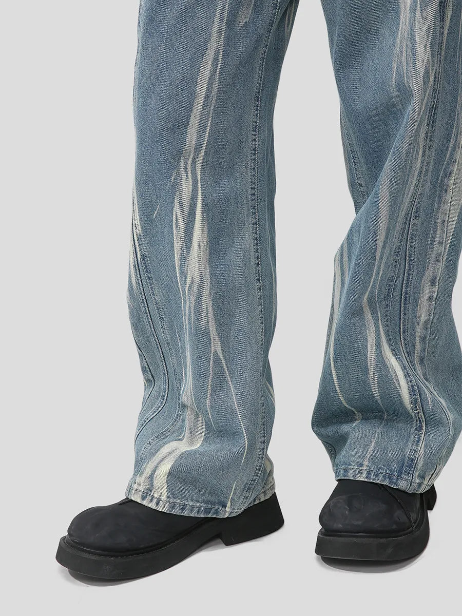 Harajuku Style Playful Wide Leg Men's Jeans with Pockets