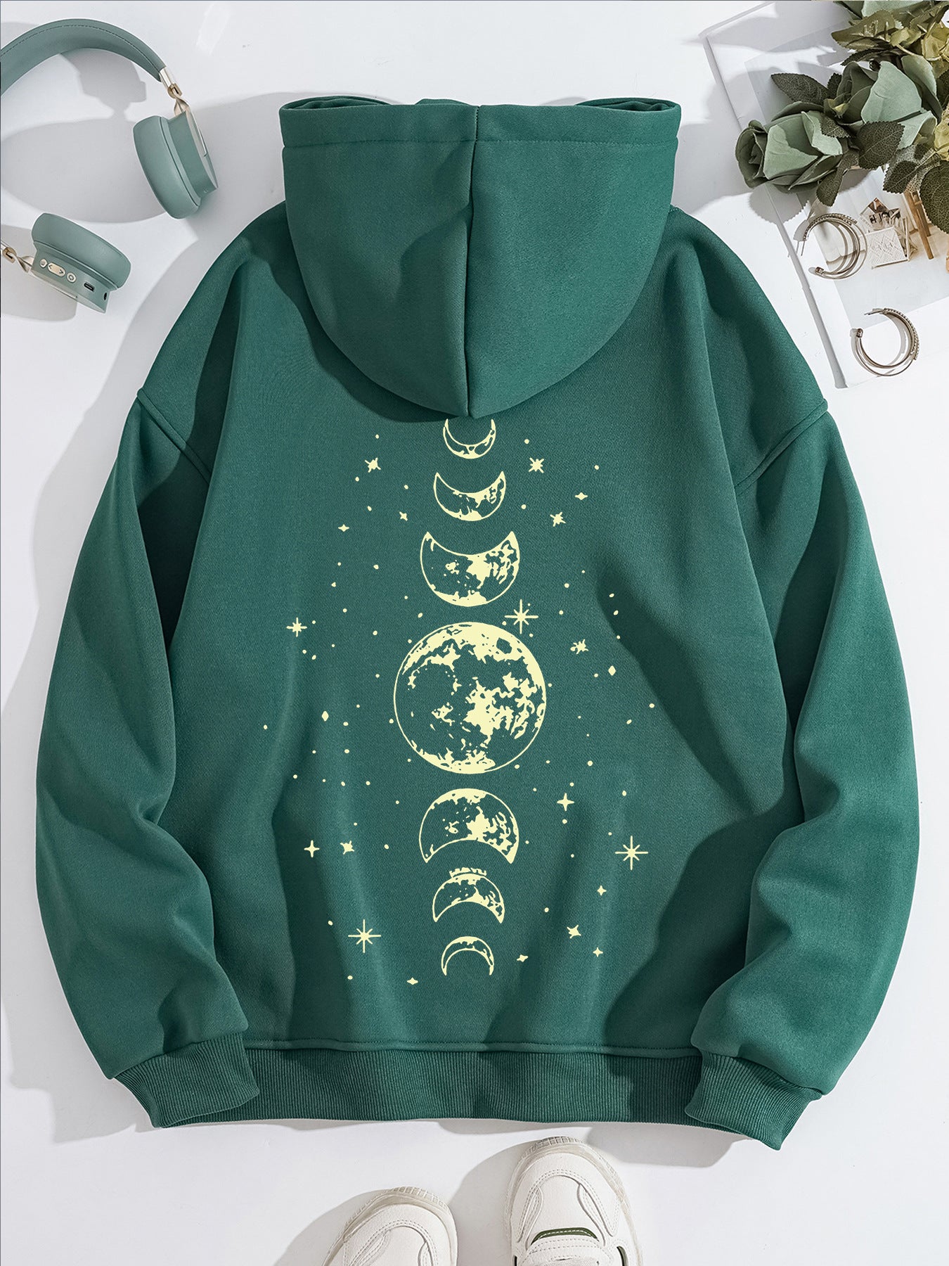 Half Moon and Full Moon Pattern Hoodie