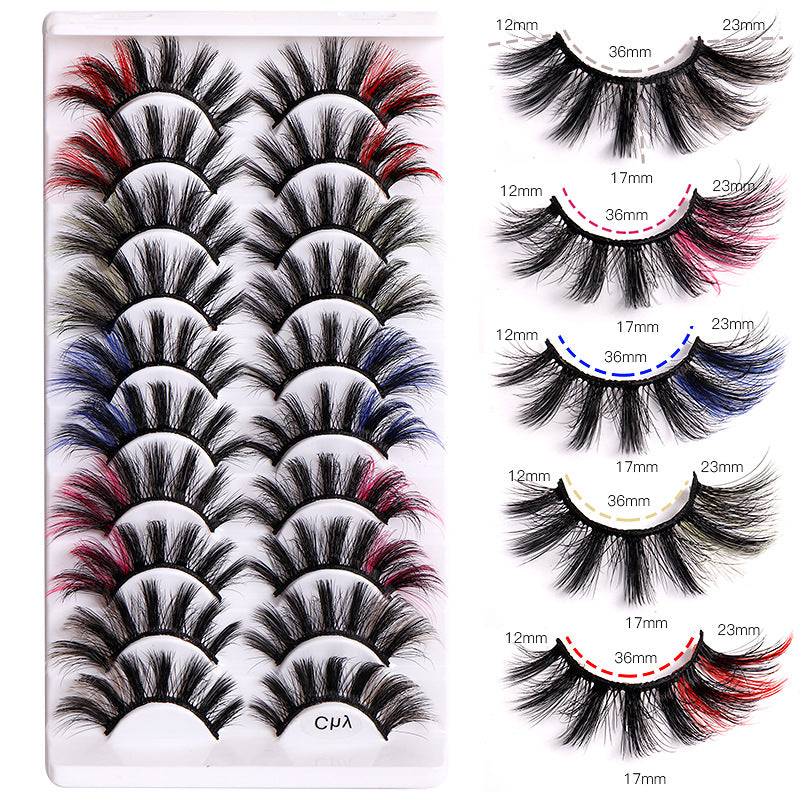10 Pairs of 8D Fluffy Color Mink Hair Multilayer False Eyelashes
