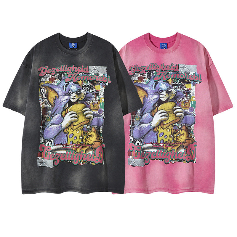 Playful Cartoon Graphic Loose Fit T-Shirt