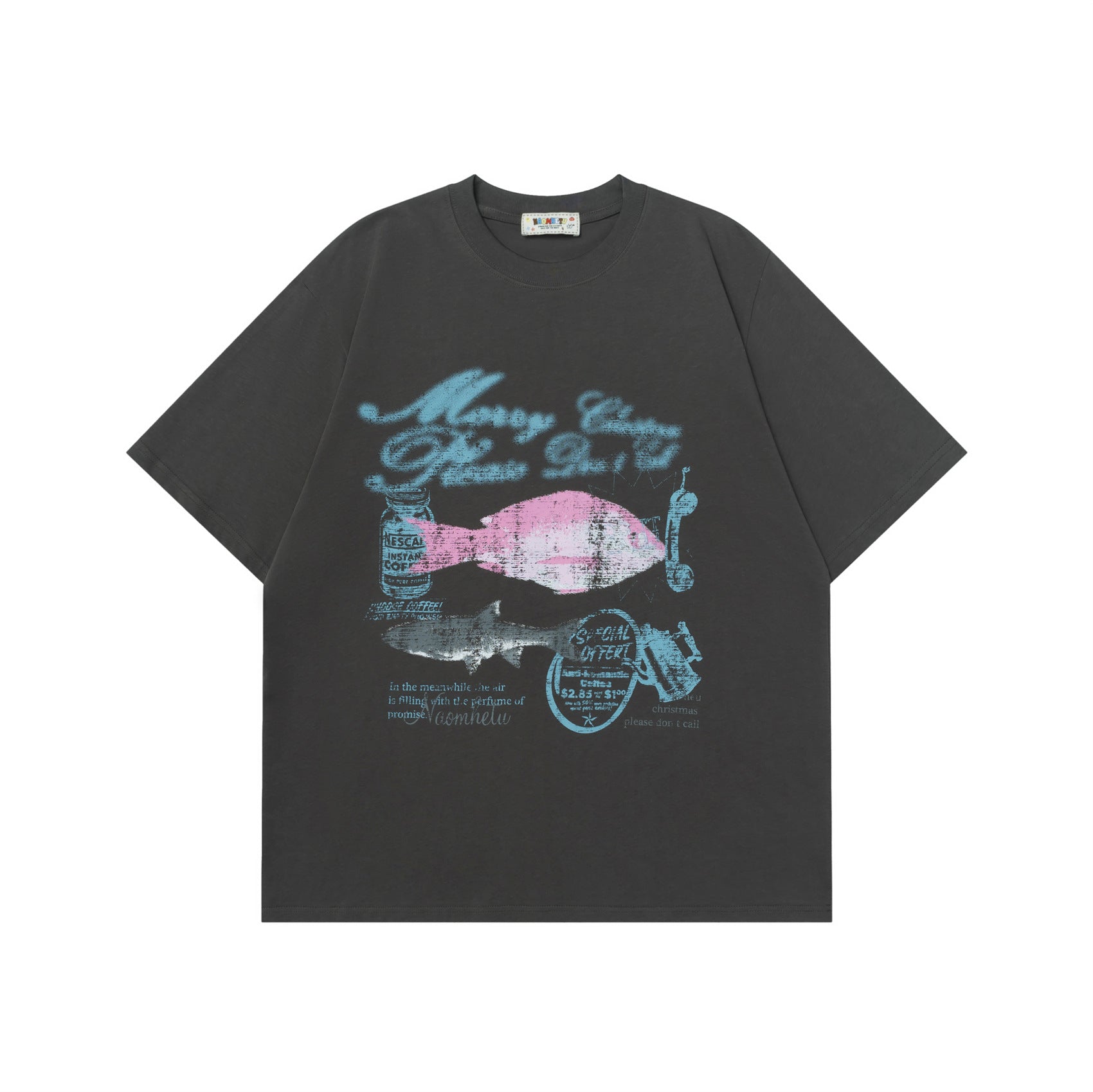Retro Vintage Small Fish Print T-Shirt